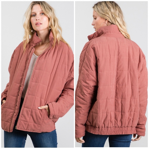 JODIFL Vintage Mauve Oversized Quilted Puffer Jacket - Picture 2 of 8